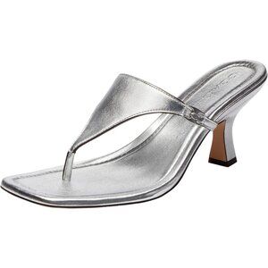 Coach Metallic Heritage C Plaque Thong Sandals Women’s Size 9 Silver Slip On